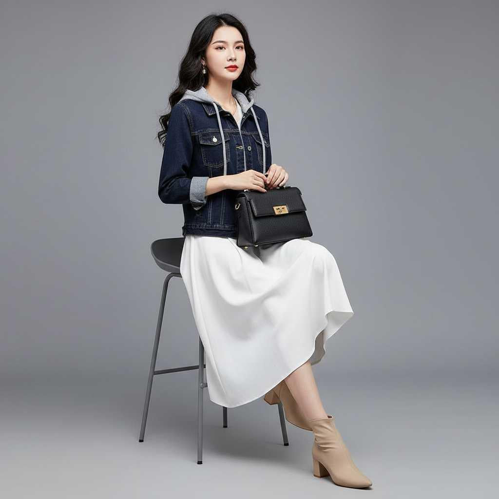 Denim Jacket with Removable Hood | Women's Jacket