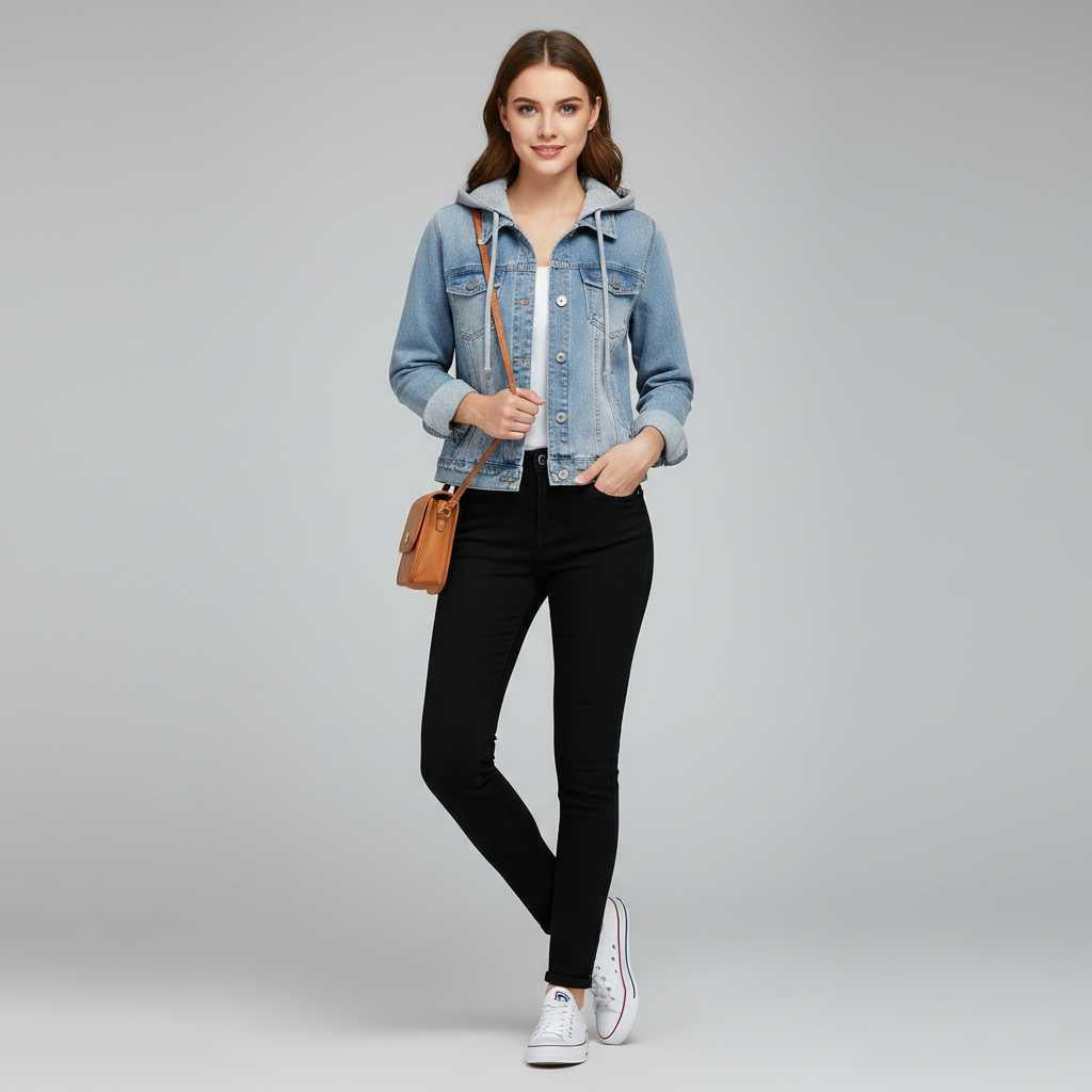 Denim Jacket with Removable Hood | Women's Jacket