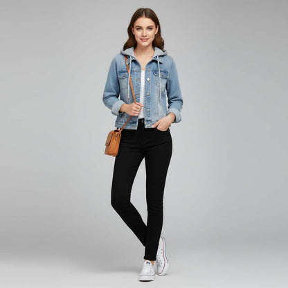 Denim Jacket with Removable Hood | Women's Jacket