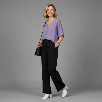 Elegant V-Neck Women's Blouse | Long Sleeve Fashion Top