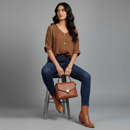 Elegant V-Neck Women's Blouse | Long Sleeve Fashion Top