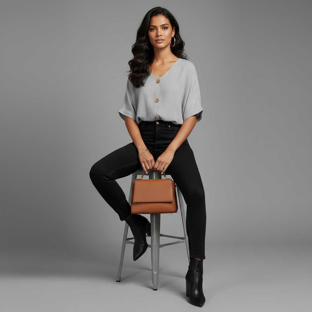 Elegant V-Neck Women's Blouse | Long Sleeve Fashion Top