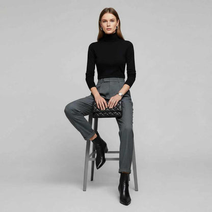 High Waist Black Pants | Women's Trousers for Office Wear